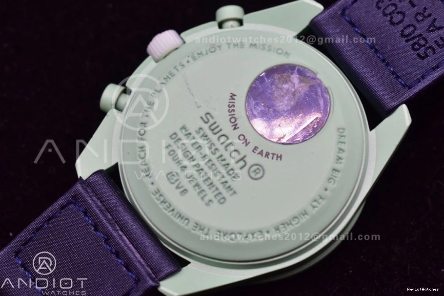x on Bioceramic Moonwatch Nylon Quartz to Strap WeatherProof Earth Omega Swatch 1181 Mission 0821